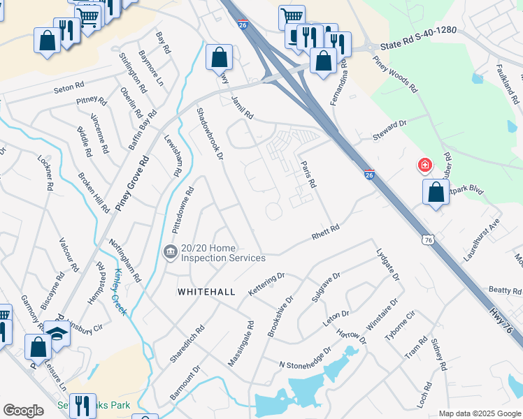 map of restaurants, bars, coffee shops, grocery stores, and more near 420 Forest Grove Circle in Columbia