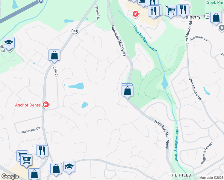 map of restaurants, bars, coffee shops, grocery stores, and more near 3240 Manor View Court in Dacula