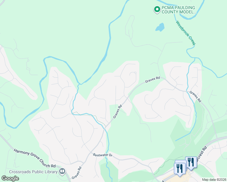 map of restaurants, bars, coffee shops, grocery stores, and more near 153 Shadowmist Court in Acworth