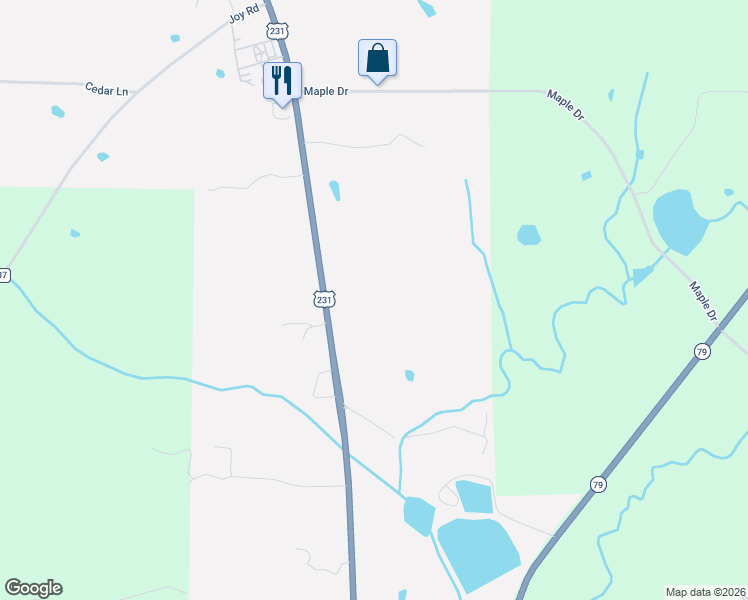 map of restaurants, bars, coffee shops, grocery stores, and more near 67490 Main Street in Blountsville