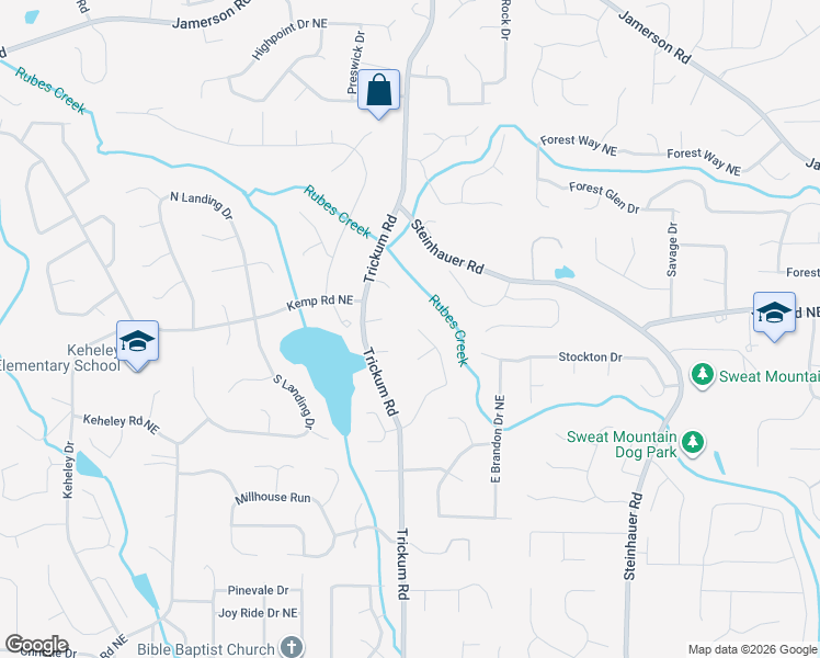 map of restaurants, bars, coffee shops, grocery stores, and more near 2288 Remington Court Northeast in Marietta