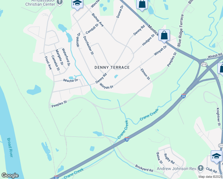 map of restaurants, bars, coffee shops, grocery stores, and more near 1234 Winyah Drive in Columbia