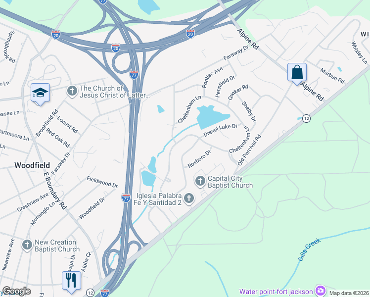 map of restaurants, bars, coffee shops, grocery stores, and more near 1941 Drexel Lake Drive in Columbia