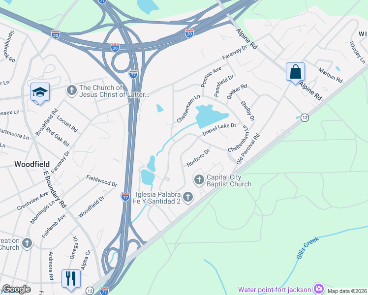 map of restaurants, bars, coffee shops, grocery stores, and more near 1941 Drexel Lake Drive in Columbia