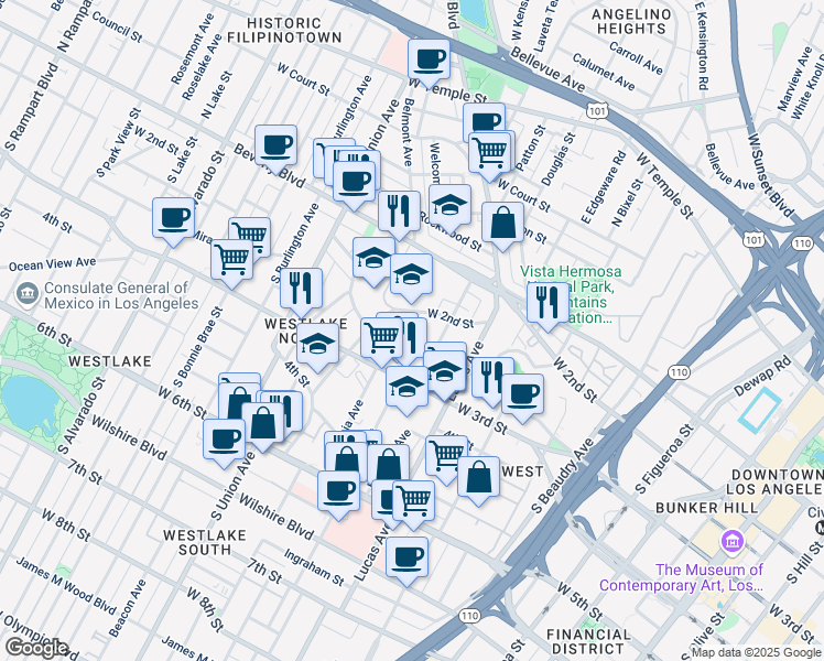 map of restaurants, bars, coffee shops, grocery stores, and more near 234 Columbia Avenue in Los Angeles