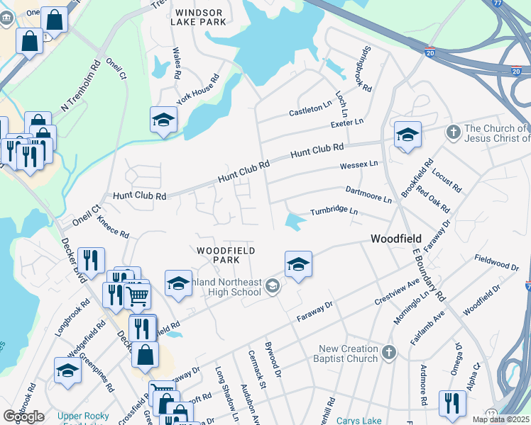 map of restaurants, bars, coffee shops, grocery stores, and more near 2449 Chatsworth Road in Columbia