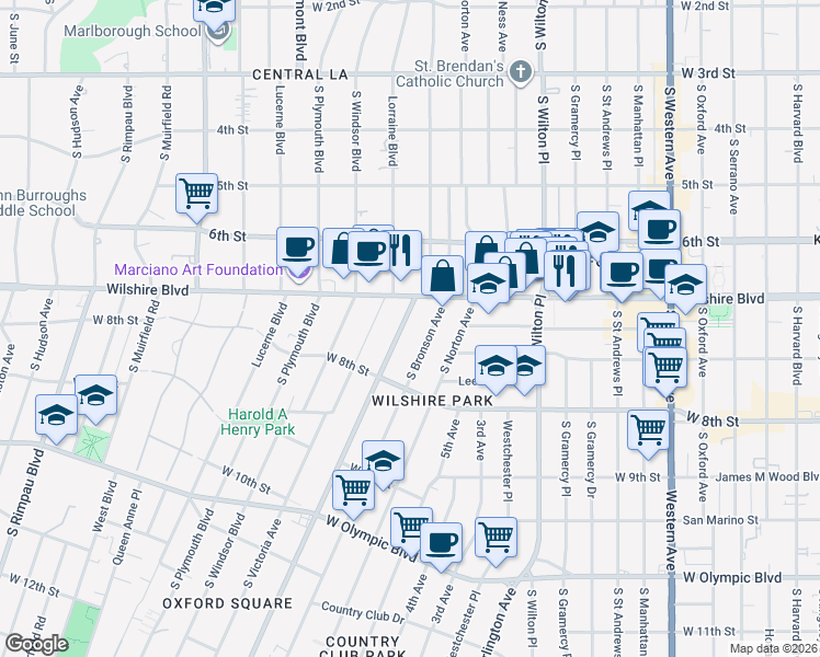 map of restaurants, bars, coffee shops, grocery stores, and more near 709 Crenshaw Boulevard in Los Angeles