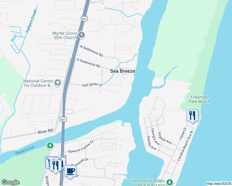 map of restaurants, bars, coffee shops, grocery stores, and more near 1099 Roscoe Freeman Ave in Wilmington
