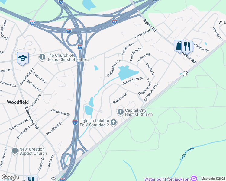 map of restaurants, bars, coffee shops, grocery stores, and more near 1941 Drexel Lake Drive in Columbia