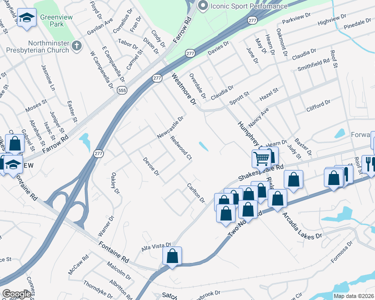 map of restaurants, bars, coffee shops, grocery stores, and more near 240 Redwood Court in Columbia