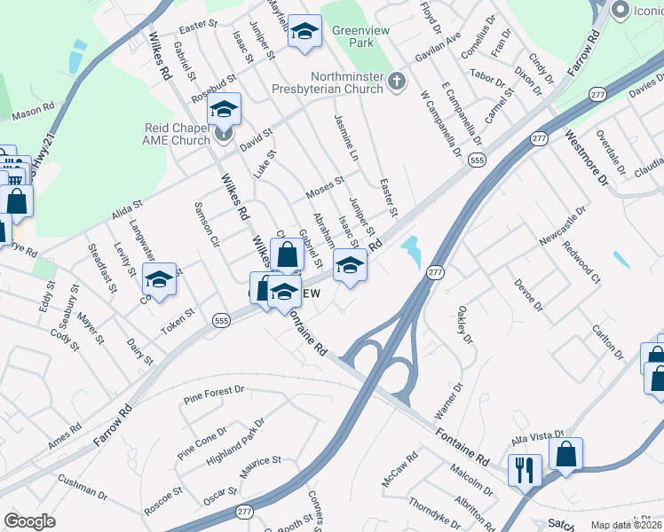 map of restaurants, bars, coffee shops, grocery stores, and more near 6305 Farrow Road in Columbia