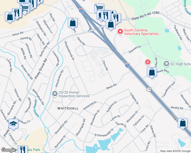 map of restaurants, bars, coffee shops, grocery stores, and more near 465 Forest Grove Circle in Columbia