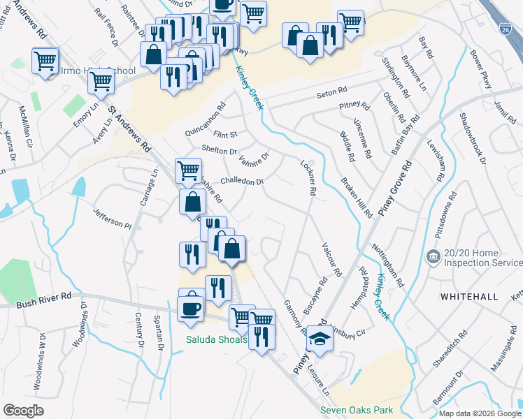 map of restaurants, bars, coffee shops, grocery stores, and more near 206 Lockshire Road in Columbia