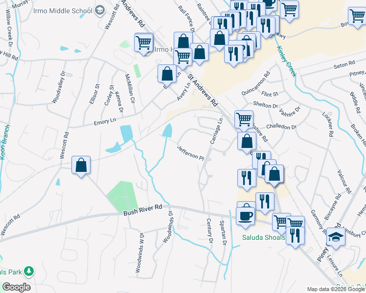 map of restaurants, bars, coffee shops, grocery stores, and more near 167 Jefferson Place in Columbia