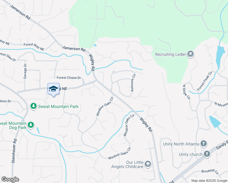 map of restaurants, bars, coffee shops, grocery stores, and more near 3270 Hampton Ridge Drive Northeast in Marietta