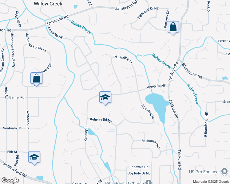 map of restaurants, bars, coffee shops, grocery stores, and more near 2011 Kemp Road Northeast in Marietta