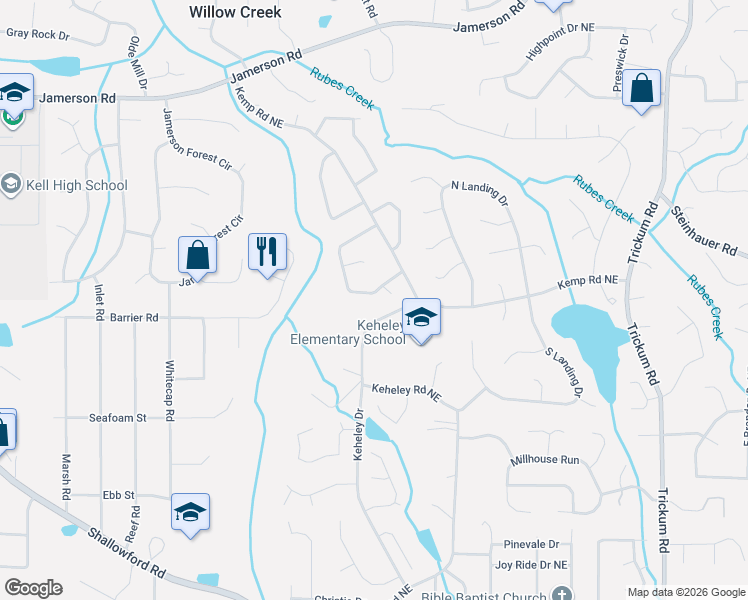 map of restaurants, bars, coffee shops, grocery stores, and more near 1769 Blackwillow Drive in Marietta