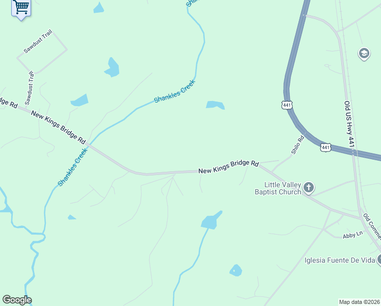 map of restaurants, bars, coffee shops, grocery stores, and more near 4419 New Kings Bridge Road in Nicholson