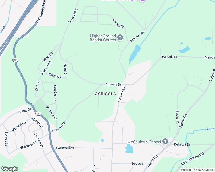 map of restaurants, bars, coffee shops, grocery stores, and more near 523 Agricola Drive in Gadsden