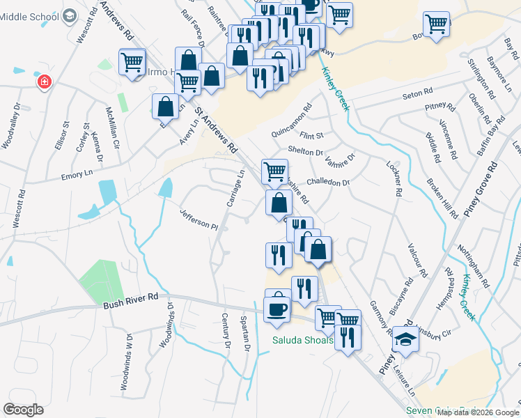 map of restaurants, bars, coffee shops, grocery stores, and more near 113 Lyndhurst Road in Columbia