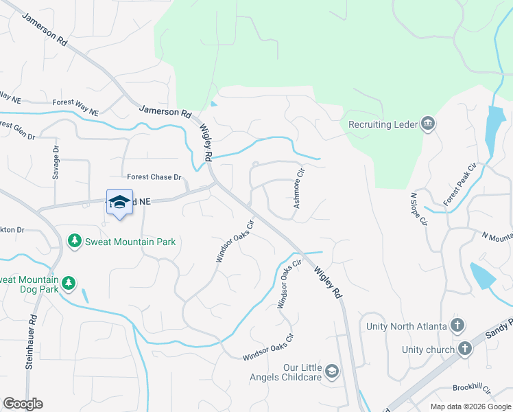 map of restaurants, bars, coffee shops, grocery stores, and more near 3270 Hampton Ridge Drive Northeast in Marietta