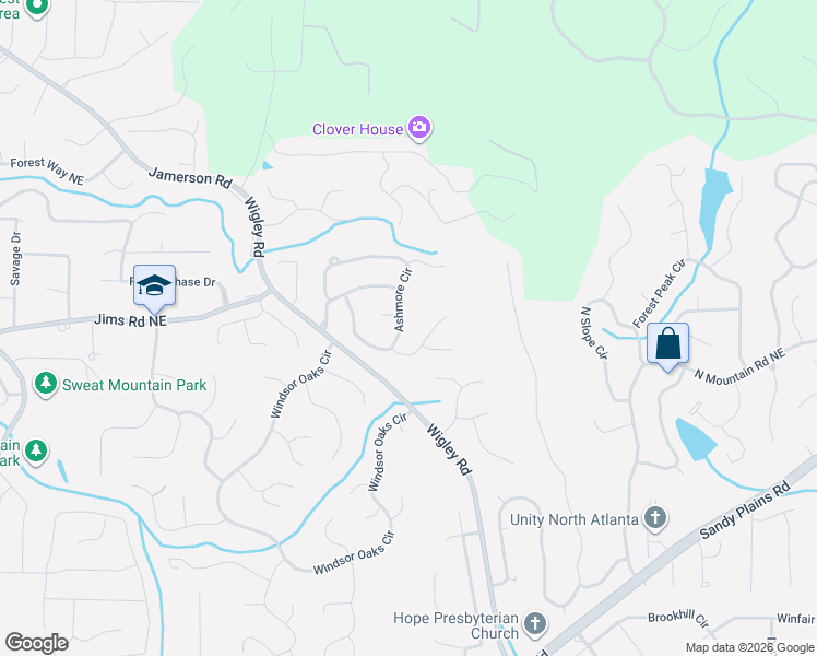 map of restaurants, bars, coffee shops, grocery stores, and more near 4553 Ashmore Circle in Marietta