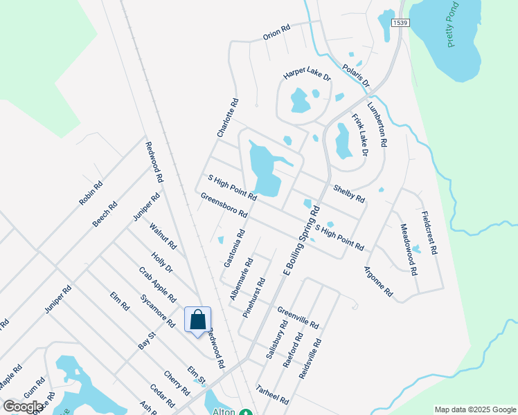 map of restaurants, bars, coffee shops, grocery stores, and more near 195 South High Point Road in Southport