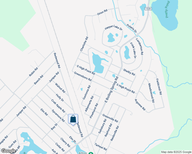 map of restaurants, bars, coffee shops, grocery stores, and more near 195 South High Point Road in Southport