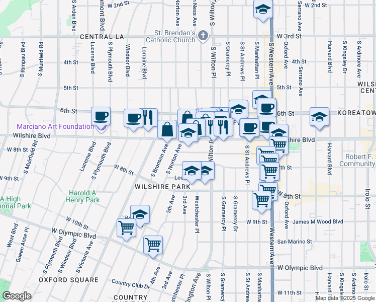 map of restaurants, bars, coffee shops, grocery stores, and more near 4063 Ingraham Street in Los Angeles