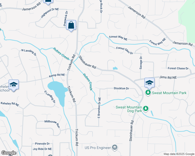 map of restaurants, bars, coffee shops, grocery stores, and more near 2334 Tall Timbers Lane in Marietta