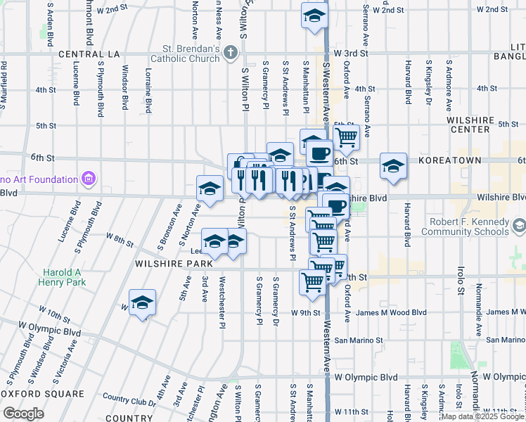 map of restaurants, bars, coffee shops, grocery stores, and more near 3940 Ingraham Street in Los Angeles