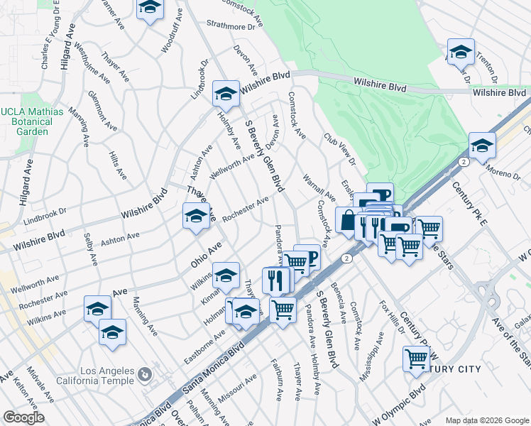 map of restaurants, bars, coffee shops, grocery stores, and more near 1443 Pandora Avenue in Los Angeles