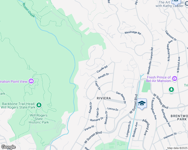 map of restaurants, bars, coffee shops, grocery stores, and more near 1600 Casale Road in Los Angeles