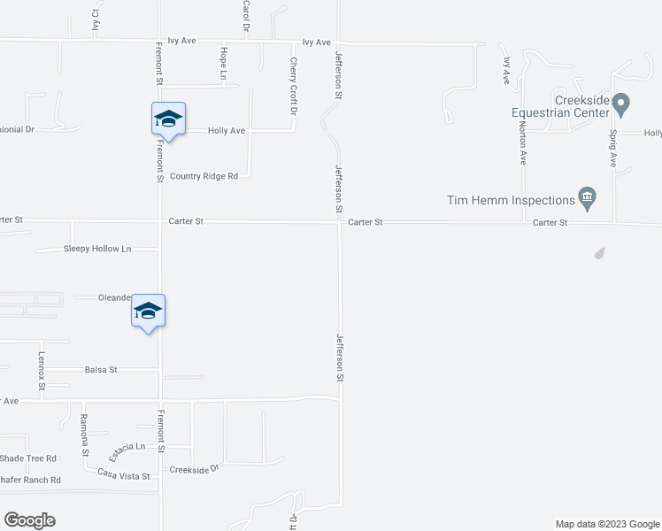 map of restaurants, bars, coffee shops, grocery stores, and more near Jefferson Street in Yucaipa