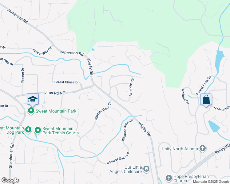 map of restaurants, bars, coffee shops, grocery stores, and more near 4575 Ashmore Circle in Marietta