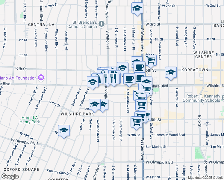map of restaurants, bars, coffee shops, grocery stores, and more near 3980 Ingraham Street in Los Angeles