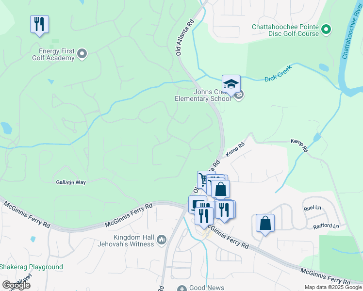 map of restaurants, bars, coffee shops, grocery stores, and more near 8630 Moor Park Run in Duluth