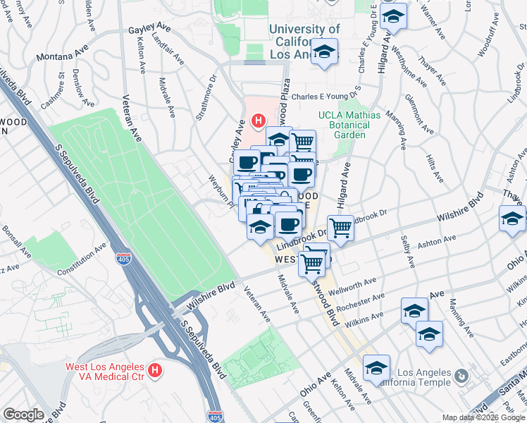 map of restaurants, bars, coffee shops, grocery stores, and more near in Los Angeles