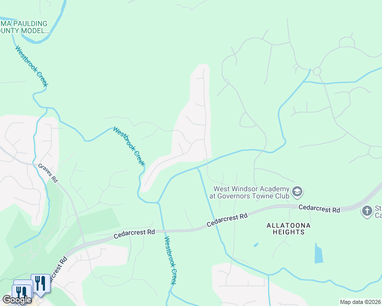 map of restaurants, bars, coffee shops, grocery stores, and more near 107 Thorncliff Landing in Acworth