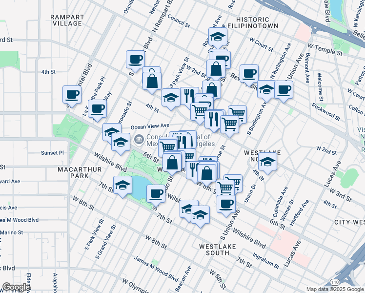 map of restaurants, bars, coffee shops, grocery stores, and more near in Los Angeles