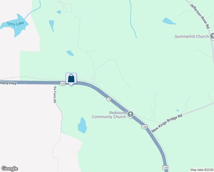 map of restaurants, bars, coffee shops, grocery stores, and more near 6401 Athens Highway in Jefferson