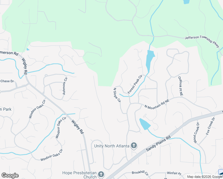 map of restaurants, bars, coffee shops, grocery stores, and more near 4517 North Slope Circle in Marietta