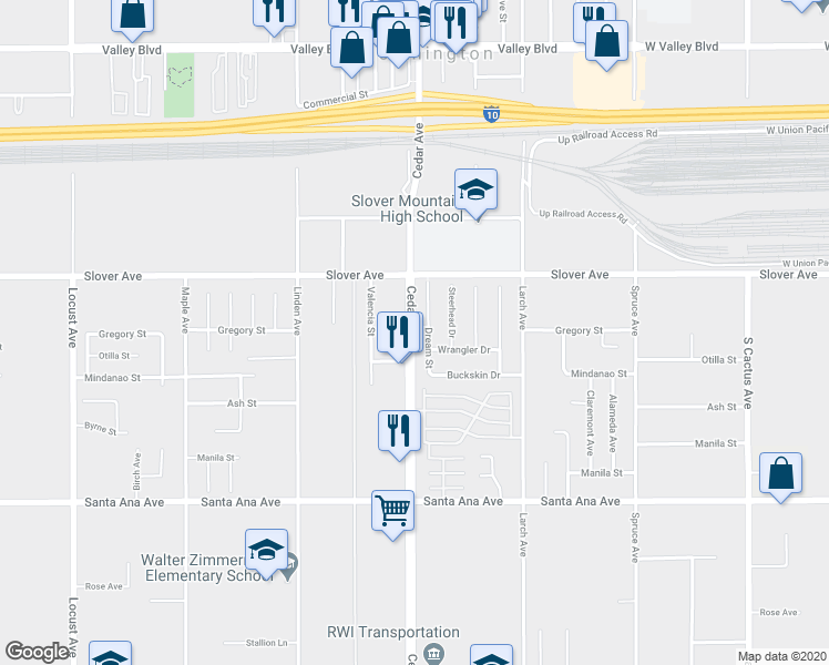 map of restaurants, bars, coffee shops, grocery stores, and more near 10701 Cedar Avenue in Bloomington