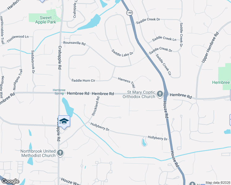 map of restaurants, bars, coffee shops, grocery stores, and more near 560 Hembree Road in Roswell