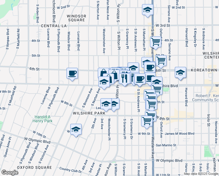 map of restaurants, bars, coffee shops, grocery stores, and more near in Los Angeles