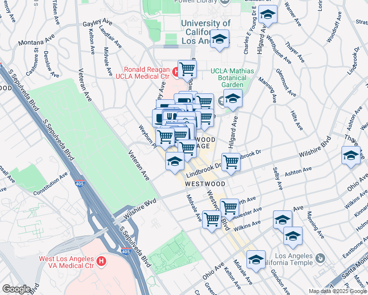 map of restaurants, bars, coffee shops, grocery stores, and more near 1036 Broxton Avenue in Los Angeles
