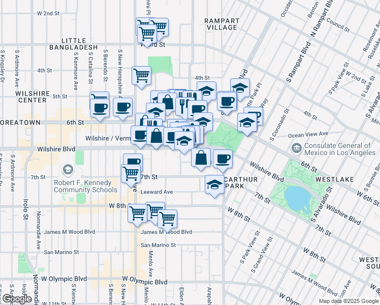 map of restaurants, bars, coffee shops, grocery stores, and more near in Los Angeles