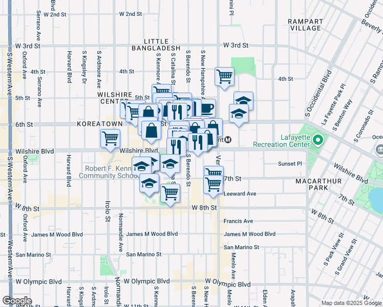 map of restaurants, bars, coffee shops, grocery stores, and more near in Los Angeles