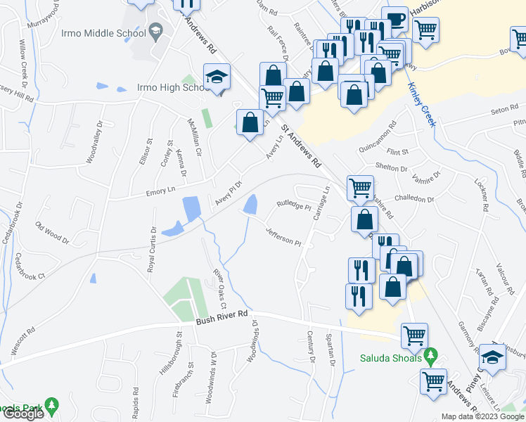 map of restaurants, bars, coffee shops, grocery stores, and more near 334 Rutledge Place in Columbia