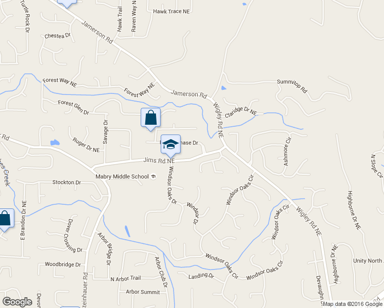 map of restaurants, bars, coffee shops, grocery stores, and more near 2745 Jims Road Northeast in Marietta